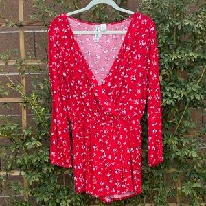 Mimi Chica Red Floral Romper